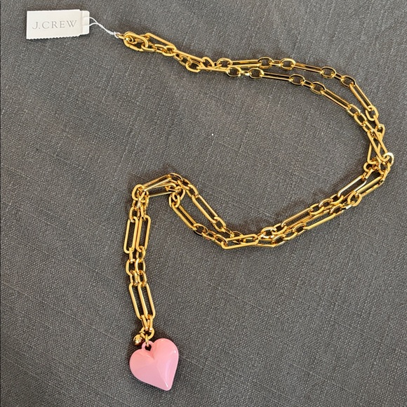 J. Crew Gold Necklace with Pink Heart Pendant - Picture 4 of 8